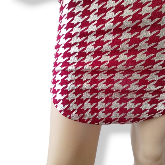 Red & Gold Metallic Houndstooth Bodycon Dress Size Small by Maxi Faldas - Picture 6 of 9